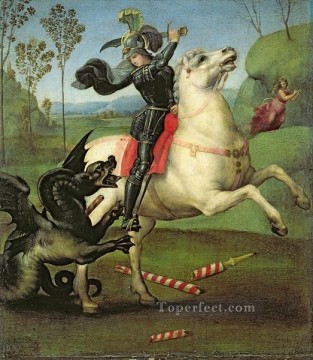  Fighting Painting - St George Fighting the Dragon Renaissance master Raphael